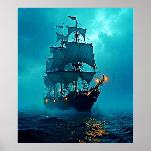 Poster Navio Fantasma na Design do Stormy Seas (Frente)