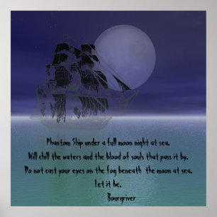 Poster Navio fantasma sob uma noite da Lua cheia