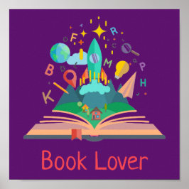 Poster Navio-foguete da biblioteca Book Lover