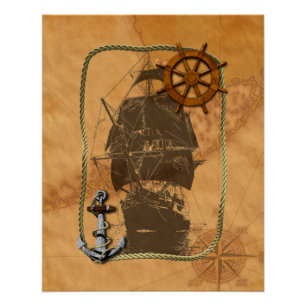 Póster Navio histórico de navegação