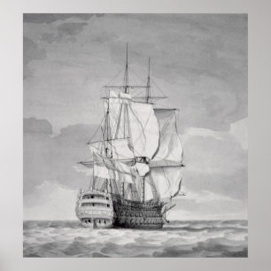 Poster Navio inglês da Linha--Batalha, século XVIII