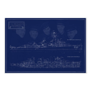 Póster Navio Museu The Sullivans Blueprint com Irmãos
