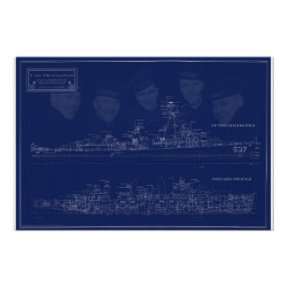 Póster Navio Museu The Sullivans Blueprint com Irmãos
