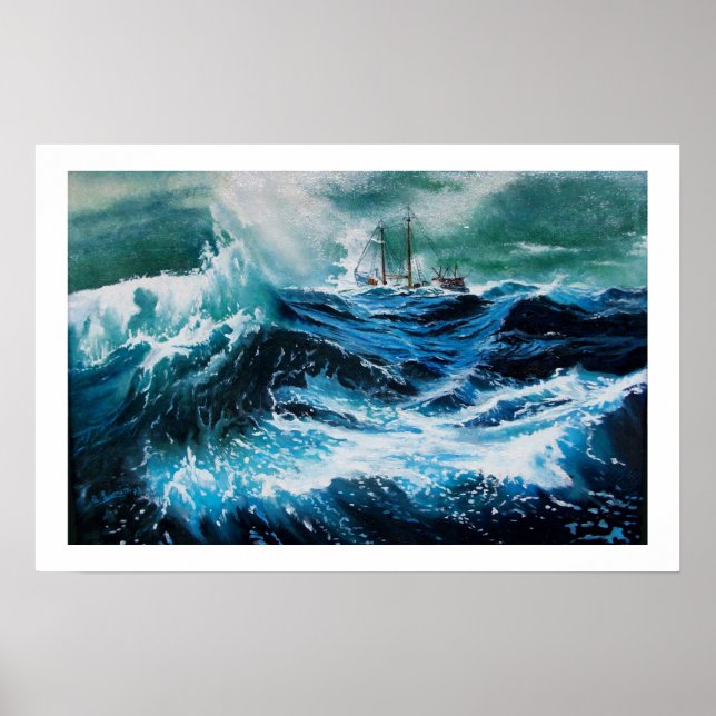 Poster Navio no mar em tempestade (Frente)