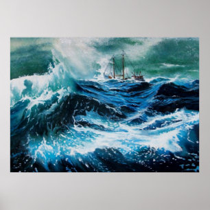 Poster Navio no mar em tempestade