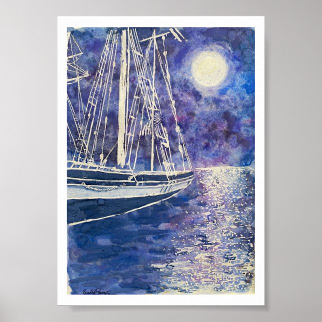 Poster Navio Pirata ao Luar (Frente)