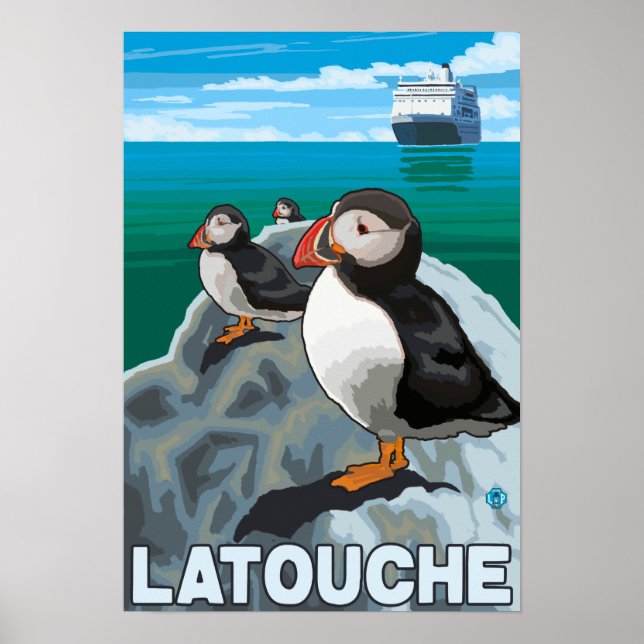Póster Navio Puffins & Cruise - Latouche, Alasca (Frente)