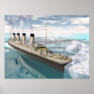 Póster Navio Titanic - renderização 3D