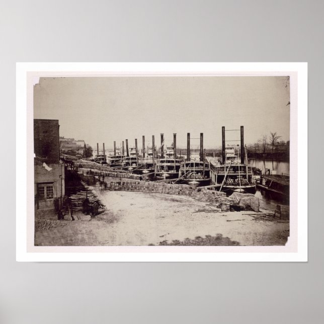 Póster Navios a vapor no Mississippi (b/w foto) (Frente)