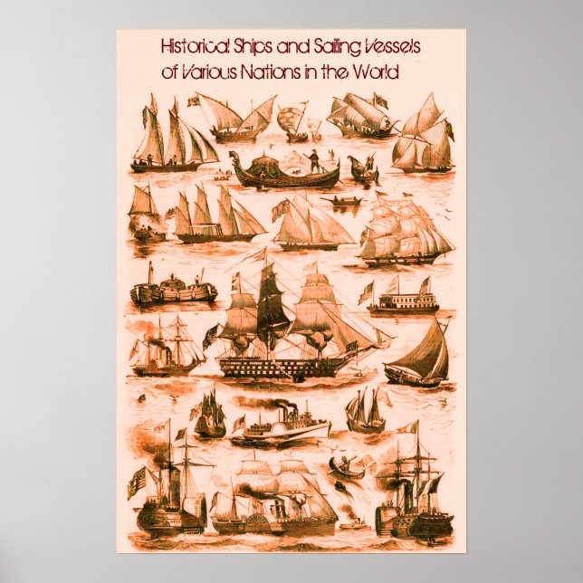 Poster NAVIOS À VELA INTERNACIONAIS ANTIGOS, Sepia (Frente)