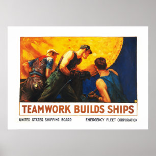 Poster Navios das construções dos trabalhos em equipe