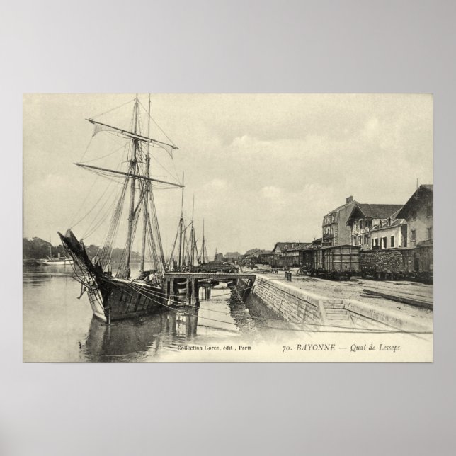 Poster Navios de carga para navegação, Bayonne, França (Frente)