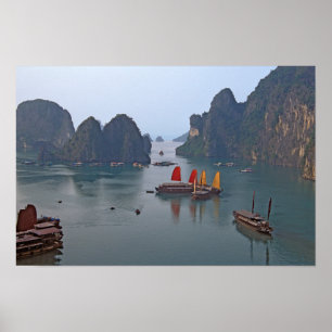 Poster Navios de navegação na Baía de Ha Long - Vietna