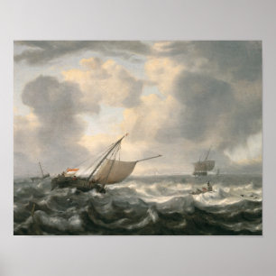 Póster Navios em um mar picado