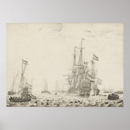 Poster Navios Holandeses - Willem van de Velde Fine Art P