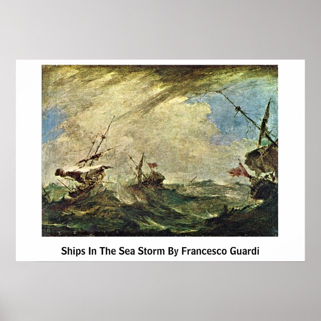 Poster Navios Na Tempestade Marítima Por Francesco Guardi (Frente)