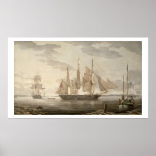 Póster Navios no porto, 1805 (óleo em canvas)