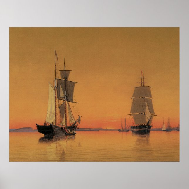 Póster Navios no Porto de Boston em Twilight 1859 (Frente)