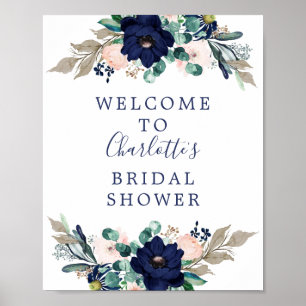 Poster Navy & Blush Bridal Shower Welcome Sign