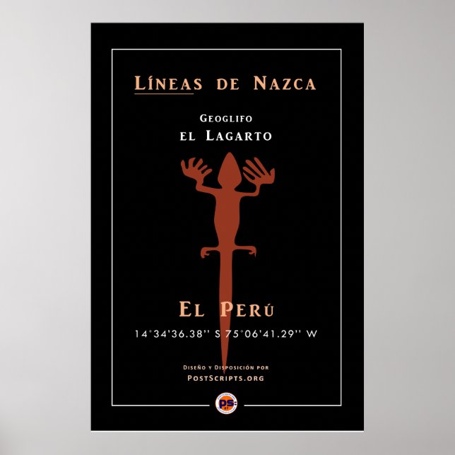 Poster Nazca Geoglyphs-Lizard (Frente)