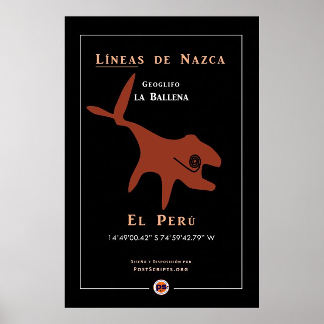 Poster Nazca Geoglyphs-Whale (Frente)