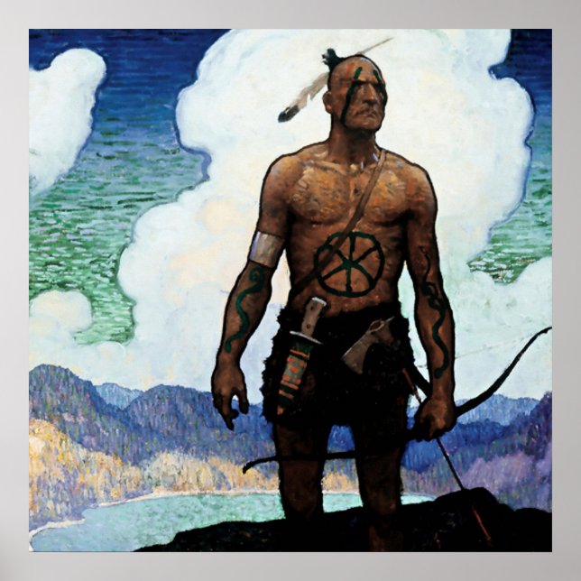 Poster NC Wyeth pintando "Last of the Mohicans" (Frente)