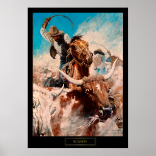 Poster NC Wyeth Pintura Histórica "Cortando"
