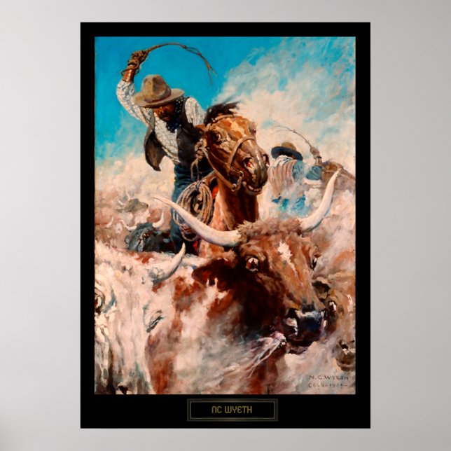 Poster NC Wyeth Pintura Histórica "Cortando" (Frente)