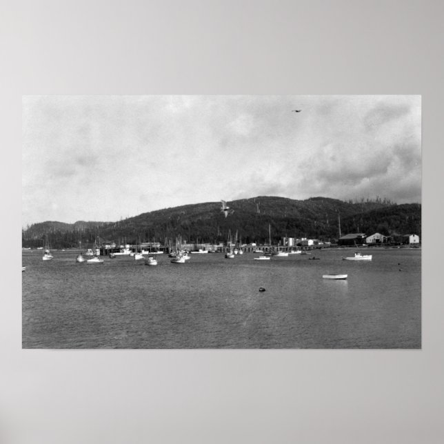 Póster Neah Bay, visão WA com fotografia de barcos de pes (Frente)