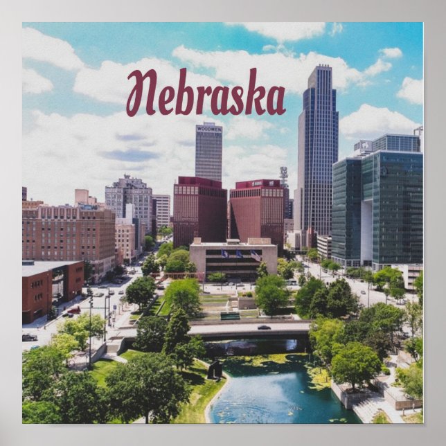 Poster Nebraska City Skyline Omaha (Frente)