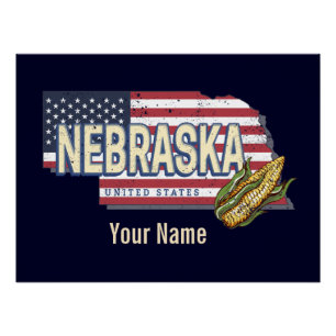 Póster Nebraska Estados Unidos Retro State Map Vintage EU