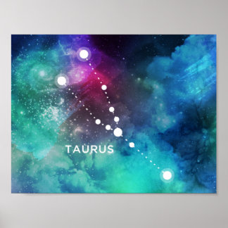 Poster Nebula Taurus Elegante Vermelho Azul