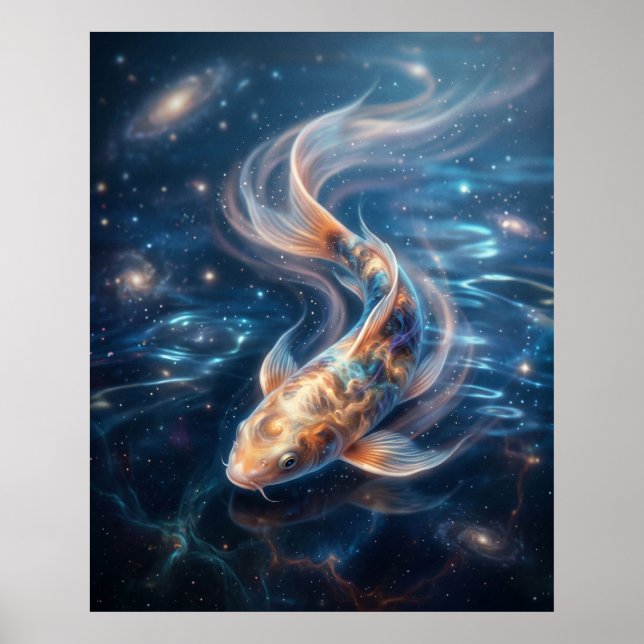Poster Nebulosa Águas Cósmicas Koi (Frente)
