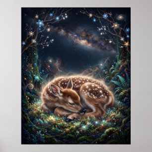 Poster Nebulosa de Cervo Dormindo em Musgo de Estrela Art