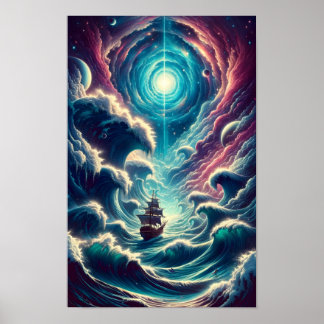 Poster Nebulosa do Mar de Tempestade Psicodélica