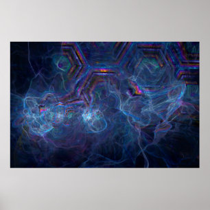 Poster Nebulosa Fractal abstrato e Morph Geométrico