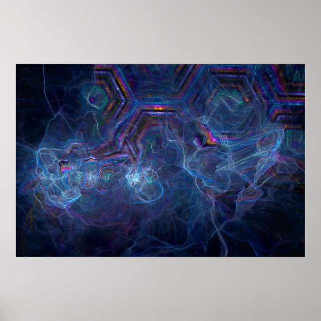 Poster Nebulosa Fractal abstrato e Morph Geométrico (Frente)