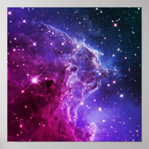 Póster Nebulosa Hipster Roxa Cabeça de Macaco
