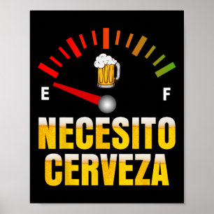 Poster Necesito Cerveza Preciso De Cerveja Em Mardi Gras
