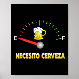 Poster Necesito Cerveza Preciso De Cerveja Na Design Espa