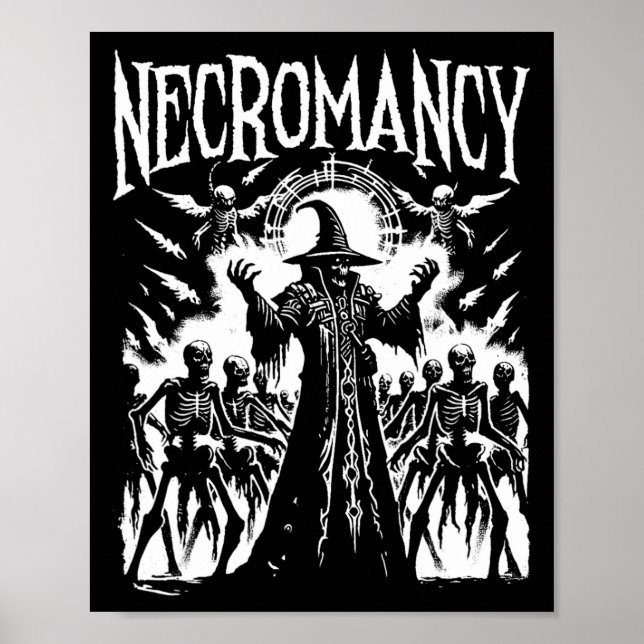 Poster Necromancer - Vintage Creepy Monster Halloween Lov (Frente)