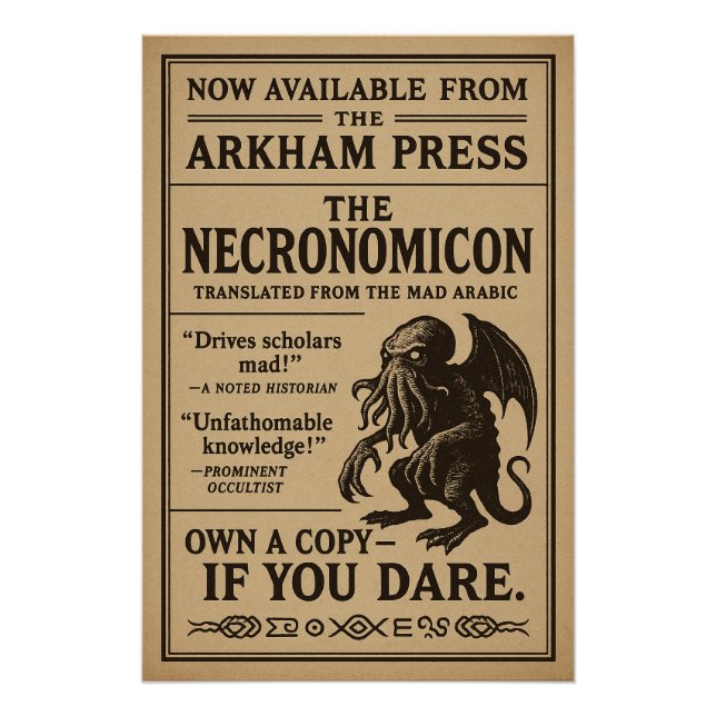 Póster Necronomicon - Agora disponível na imprensa Arkham (Frente)
