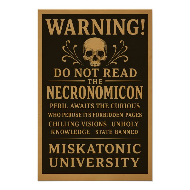 Póster Necronomicon - Precaução proibida por Miskatonic (Frente)