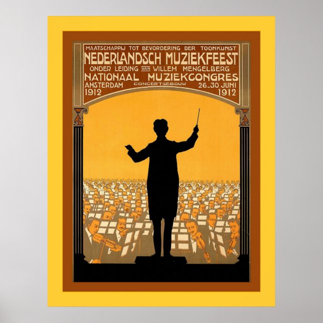 Poster Nederlandsch Muziekfeest ~ Vintage Dutch (Frente)