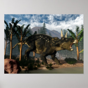 Poster Nedoceratops roncando durante a execução - renderi