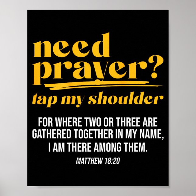 Poster Need Prayer Tap My Shoulder Christian Men Women (o (Frente)