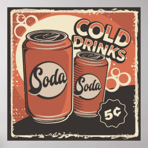 Poster negócio de refrigerantes retrô vintage