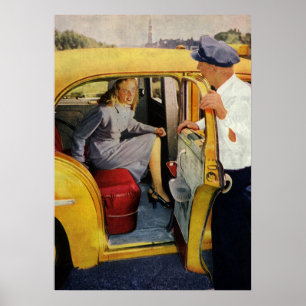 Póster Negócio do vintage, passageiro da mulher do