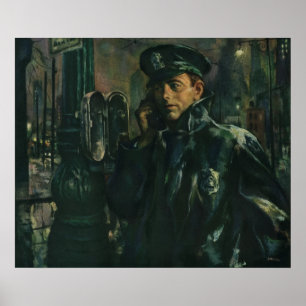 Poster Negócio do vintage, polícia no telefone de