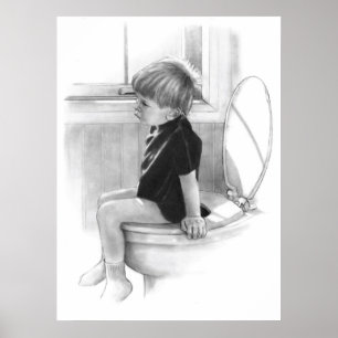 PÓSTER NEGÓCIO IMPORTANTE: MENINO NO TOALETE, LÁPIS